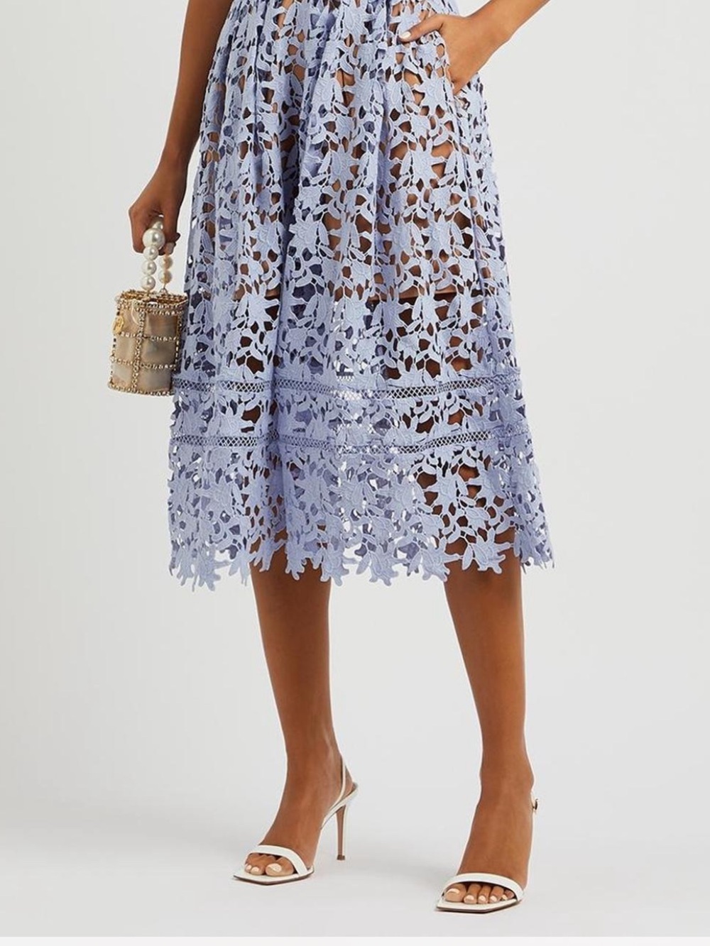 Self portrait blue lace midi azalea dress - Picture 3 of 4